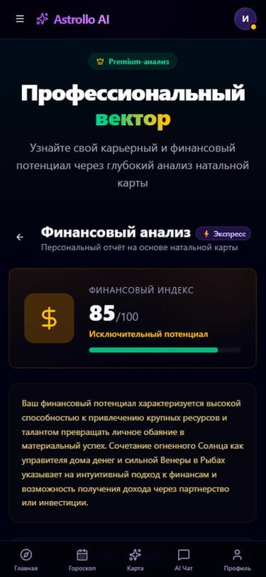 Финансовый анализ — денежный потенциал по натальной карте